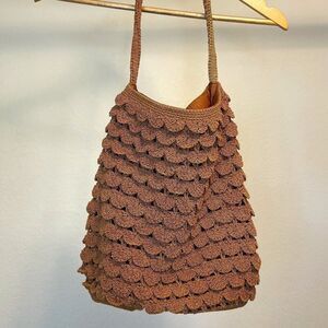 Stone Mountain Boho Western‎ Crochet Woven Tan Bucket Purse
